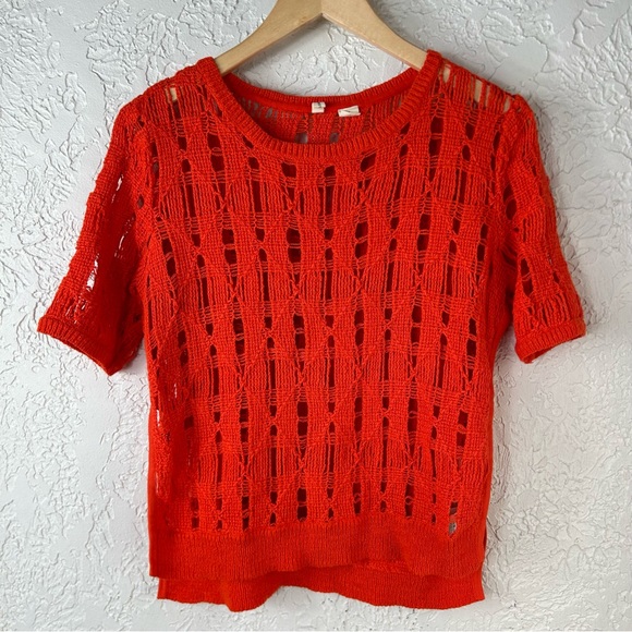 MOTH | Anthropologie Cut Out Knit Short Sleeve Sweater - Picture 2 of 13